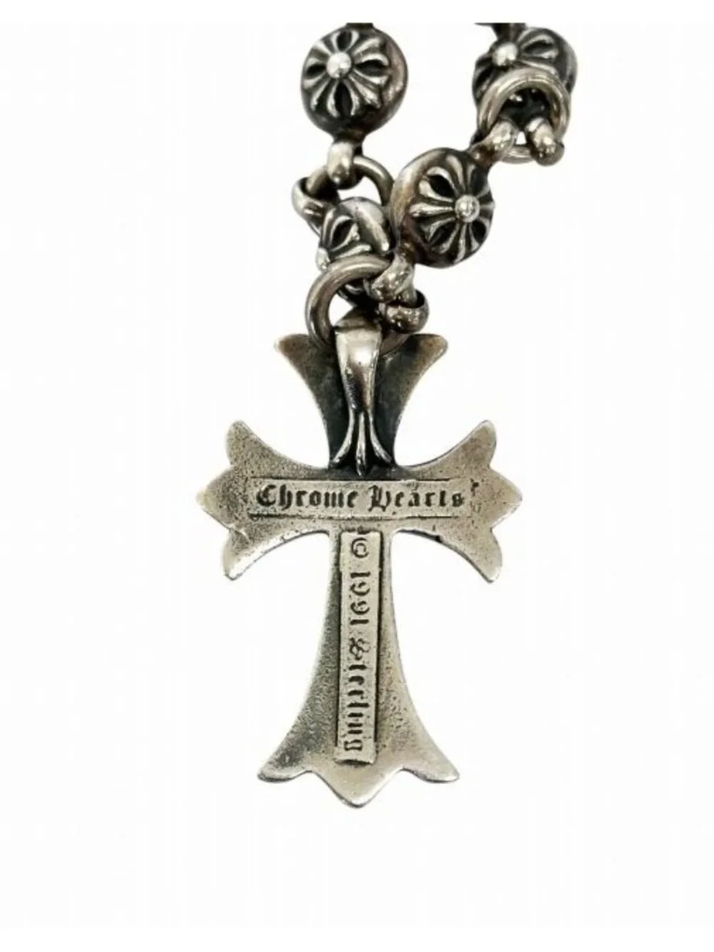 Chrome Hearts 1 Crsbl Chn Sml CH Crs Cross Ball Chain Small CH Necklace Black